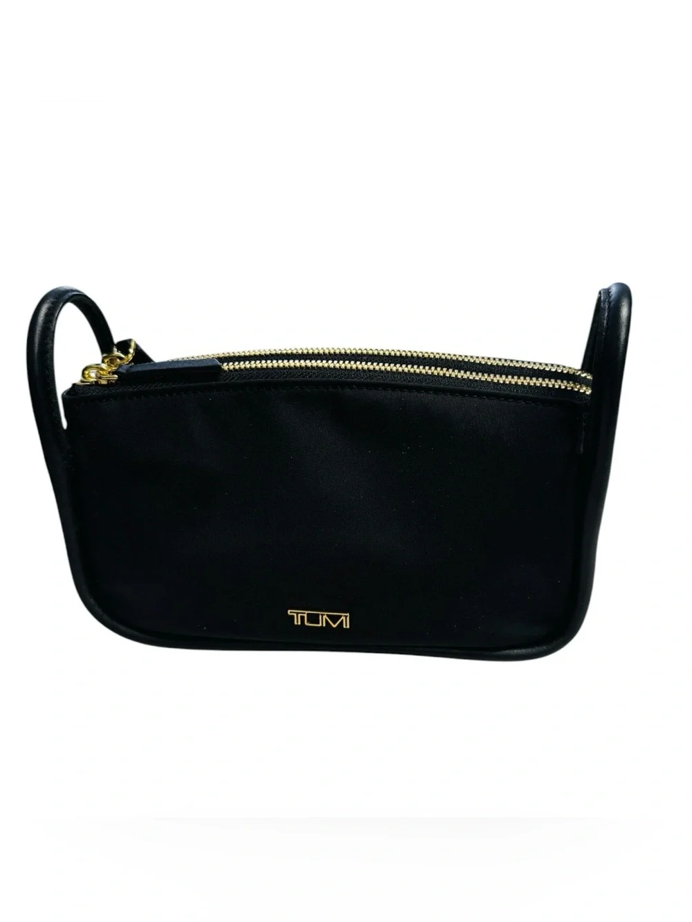 Tumi Voyageur Brenn Black Small Cosmetic  with Gold Hardware